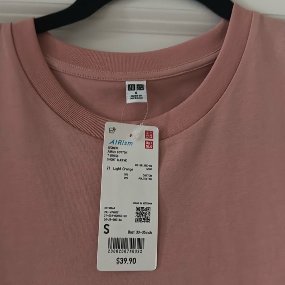 Uniqlo Alrism Oversized Women T Dress Short Sleeve Light Orange Maxi Dress - Picture 3 of 5